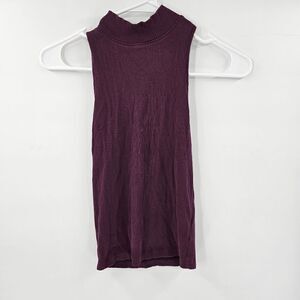 Cape juby tank top high neck xs small maroon dark red ribbed